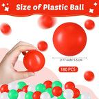 Shappy 180 Pcs Soft Plastic Balls for Toddlers, Crush Proof Ocean Balls Reusable for Photo Booth Props Play Tent Swimming Pool Party Holiday Decoration(Green, Red, White)