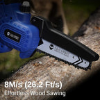 SainSmart Mini Chainsaw 6 Inch Cordless Portable Electric Chainsaw, Handheld Powered Super Saw with 2PCS 3000mAh Batteries, Goggles & Gloves, for Tree Trimming Branch Pruning Woodcutting