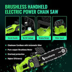 Mini Chainsaw 12inch, Chainsaw Cordless w Automatic Oiler, Handheld Electric Power Chain Saw w Security Lock, Brushless Motor,Chainsaws for Wood/Trees Trimming (Green - 1 battery, 12 INch)