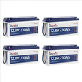 Timeusb 4 Pack 12V 230Ah LiFePO4 Battery, Built-in 150A BMS, Max. 1920W Power Output & 2944Wh Energy Lithium Battery, 15000 Cycles for Your RVs, Solar System, Off-Grid, Camper, etc