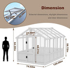 MUPATER 6 × 10 FT Cedar Wood Greenhouse for Outdoors, Outdoor Greenhouse With Polycarbonate Panels, Adjustable Vent Windows and Lockable Door, Wooden Walk-In Green House Kit for Garden, Lawn, Backyard