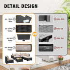 7 Pieces Patio Furniture Set All-Weather Outdoor Wicker Sectional Conversation Sofa Rattan Patio Seating Sofa with Cushion and Glass Table and Ottoman for Porch Poolside,Beige