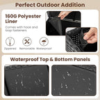 Tangkula Rattan Deck Box, 85 Gallon Storage Container with Waterproof Liner, Wheels & Gas Strut, Indoor Outdoor Wicker Storage Cabinet, Storage Furniture for Pillows, Cushions (Black)