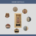 Ceramic Infrared Sauna, 1 Person Infrared Sauna, Hemlock Wood Home Sauna Spa, Far Infrared Sauna Indoor, Low EMF Infrared Saunas for Home with Smart Display, Bluetooth Speaker,1,240 watt