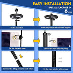 25FT Black Heavy Duty Flag Pole Kit with 3x5 Ft American Flag & Solar Light - 12 Gauge Aluminum Tubing, Resistance High Winds, Hardware Flagpole Set for Residential Commercial Outdoor Ready