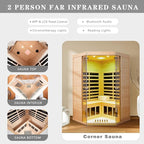 Smart APP Control 2-3 Person Ultra Low EMF (0-5mG) Far Infrared Sauna for Home, 1520W Hemlock Wood Sauna Room with Bluetooth Speaker & Chromotherapy Lights, LCD Touch Panel, Constant Temperature Cover
