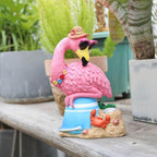 Flamingo Garden Statue Outdoor Decor, Resin Garden Flamingo Figurine Sculpute with Solar Lights for Yard Porch Lawn Decorations, Outdoor Statues Housewarming Flamingo Gifts for Women