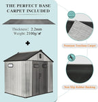 Domi 8x6FT Resin Outdoor Storage Shed with Lockable Door, Waterproof Outside Sheds with Windows & Vents, Heavy-Duty Plastic Tool Storage Shed for Patio Furniture, Lawn Mower, Bike