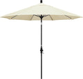 California Umbrella 9' Round Aluminum Pole Fiberglass Rib Market Umbrella, Crank Lift, Collar Tilt, Black Pole, Sunbrella Spectrum Mist