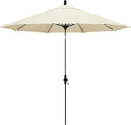 California Umbrella 9' Round Aluminum Pole Fiberglass Rib Market Umbrella, Crank Lift, Collar Tilt, Black Pole, Sunbrella Spectrum Mist
