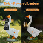 Solar Porch Goose Statue, Outdoor Goose Decor with Lantern for Yard Lawn Patio Balcony, Birthday Christmas Housewarming Gifts for Mom, Grandma, Women,12 Inch,Resin