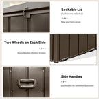 150 Gallon Large Outdoor Storage Box Metal, Waterproof Deck Box for Patio Cushion, Outside Storage Cabinet Rust/UV Resistant, Lockable Garden Tool Storage Bin for Porch Package Delivery, Brown