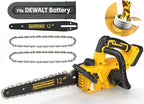 12 Inch Brushless Electric Chainsaw Cordless, for Dewalt Battery 20V, Compact Chainsaw with 44.3 FT/S Powerful Cutting, Auto Oiler Low Kickback Battery Powered Chain Saw for Tree Trimming Wood Cutting