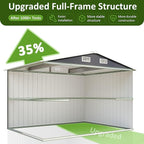 10x8 FT Outdoor Storage Shed, Metal Garden Tool Shed with Updated Frame Structure and Lockable Doors, Ideal for Backyard Garden Patio Lawn, Grey