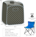 COSTWAY Portable Steam Sauna, 3L Foldable Sauna Spa with Remote Control, 9-Gear Temperature and Timer, Atomization Function, Personal Sauna Tent for Weight Loss, Detox Relaxation at Home (Grey)