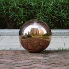 15 inch Diameter Rose Gold Gazing Ball,Rose Gold Stainless Steel Polished Reflective Smooth Garden Sphere Globe Mirror,Colorful and Shiny Addition to Any Garden or Home