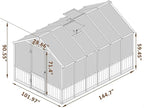 Greenhouse for Outdoor, 6x8ft-8x12ft Wooden WAK-in Greenhouse Kitwith 6MM Thick Polycarbonate Panel, Lockable Door & Adjustable Roof Vent ，Backyard Garden ﻿ (Light Mocha Brown, 8*12FT)