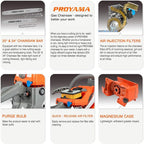 PROYAMA 68CC 2-Cycle Top Handle Gas Powered Chainsaw 24 Inch 20 Inch Petrol Handheld Cordless Chain Saw for Tree Wood Cutting