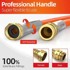 SPECILITE Garden Water Hose 5 ft x 5/8 in, Heavy Duty Leader Pipe Extension, Flexible, Lightweight Kink-less,Hybrid Rubber, with 3/4" Brass Fittings, Orange