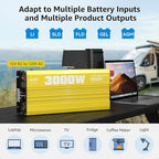 XWJNE 3000W Pure Sine Wave Power Inverter 12V DC to 120V AC Converter with LED Display and Remote Controller for Home, RV, Truck, Off-Grid Solar Power