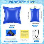Hungdao 4ft Pool Pillow Cover for Above Ground with 12 Pcs Inflatable Pool Cover Weight with Hook Winter Ice Antifreezing Hanging Bag with Rope and Connection Buckle(Royal Blue,4ft,Square)
