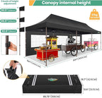 COBIZI 10x30 Heavy Duty Pop Up Canopy with 8 Sidewalls and Hexagonal Legs, Easy up Tent for Parties, Wedding and Commercial, Outdoor Canopy with Carry Bag, Sand Bags, Waterproof & UPF50+ (Black)