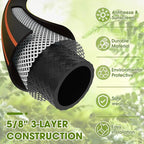 Heavy Duty Garden Hose – 5/8 Inch Flexible, Lightweight Hybrid Hose with 600 PSI Burst Pressure, Swivel Handle,All-Weather Water Hose, Durable Copper Male/Female Fittings (Black, 50FT)