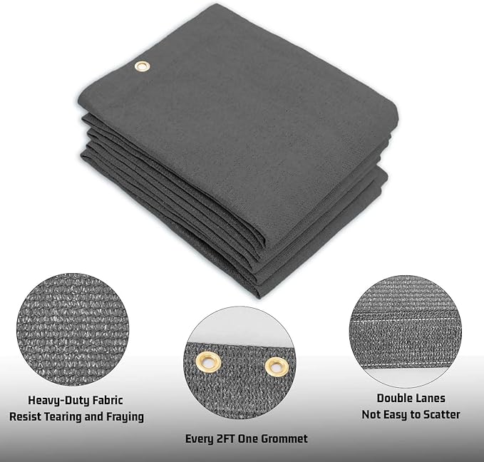 SUNNY GUARD Shade Cloth Custom Size 19x20 FT Sun Shade Screen Fabric Shade Cover Tarp with Grommets for Pergola Backyard Garden, Dark Grey(We Customized)