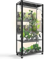 Bstrip Indoor Greenhouse Cabinet with Pegboard, Indoor Greenhouse with 4 Pack 96W Full Spectrum Grow Light for Indoor Plant, Foliage Plants, 29.5"x13.8"x59"