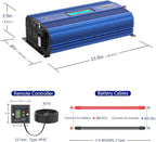 Power Inverter 2000w DC 12V to AC 120V ETL UL458 Modified Sine Wave Inverter with LCD Display Remote Control 2 AC Outlets 1 hardwire Terminal Dual 2.4A USB Ports for Car RV Truck Boat by VOLTWORKS