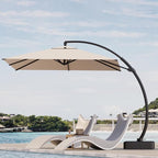Kingdura 10x10 FT Cantilever Patio Umbrella with Base Included, Large Square Offset Outdoor Pool Umbrella, 360° Rotation & Infinite Tilt, Heavy Duty Aluminum Frame for Deck Backyard, Beige
