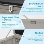 HUGROVE Resin Deck Box, 130 Gallon Outdoor Storage Box with Lockable Lid, Waterproof Patio Storage for Garden Tools & Outdoor Accessories (Dark Black) (Light Gray)