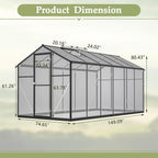 Favfurish 6x12 FT Greenhouses for Outdoors,Heavy Duty Polycarbonate Greenhouse,Lockable Walk-in Green House Sunroom w/ Roof Vent,Aluminum Hot House for Garden Plants Backyard Patio,Black