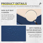 5 Piece Wicker Patio Furniture Sets Outdoor Conversation Set, PE Rattan Sectional Sofa Couch with 45" Fire Pit Table and Non-Slip Navy Blue Cushions, Furniture Covers Included
