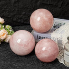 Large Rose Quartz Crystal Sphere Natural Pink Healing Crystal Ball with Stand Meditation Decorative Balls Home Decor 90-100mm/3.5-3.9"