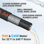 150ft Pressure Washer Hose 4200 PSI, Kink Resistant Industrial Grade Hose with 3/8 Quick Connect Ends and Adapters for Hot & Cold Water up to 140°F, Steel Wire Braided Hose for Power Washing
