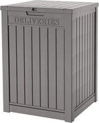 55 Gallon Plus Lockable Resin Deck Box, Waterproof Outdoor Storage Box for Patio Furniture, Garden Tools, Pool Accessories, UV-Resistant Outside Delivery, Grey