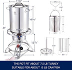 ARC 32QT Stainless Steel Turkey Fryer Pot and Burner Kit,Propane Burners for Outdoor Cooking, Tamale Steamer Pot with basket, and steamer rack. Great for Seafood boil, Crawfish Boil, Home Brewing