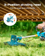 SEESII Electric String Trimmer and Leaf Blower Combo Kit, 3 in 1 Cordless Weed Wacker Grass Eater with 1.3"/2.1" Height, Battery 12" Lawn Mower & Rotary Handheld Blower with 5-Speed for Yard Lawn