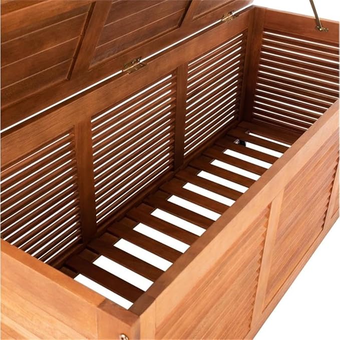 SAFAVIEH PAT7038A Outdoor Collection Elina Teak 47.2" Cushion Deck Box