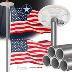 20FT Sliver Heavy Duty Flag Pole Kit with 3x5 Ft American Flag & Solar Light - 12 Gauge Aluminum Tubing, Resistance High Winds, Hardware Flagpole Set for Residential Commercial Outdoor Ready