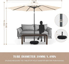 Sundale Outdoor 11 ft Patio Umbrella with Sand Bag Umbrella Base Included, Outdoor Umbrella with Tilt and Crank, Beige