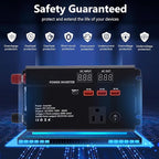 600W Car Power Inverter, 12V/24V Car Plug Adapter Outlet Converter with 1 Type C Port, 3 USB Ports, Dual AC Outlets for Cars Trucks US Plug (Black)