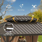 Domi 12'x16' Hardtop Gazebo Canopy Metal,Outdoor Metal Gazebo with Galvanized Steel Double Roof,Curtain and Netting,Permanent Gazebo Pavilion for Patio Deck,Backyard