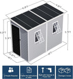 8x4 FT Resin Storage Sheds with Floor and Adjustable Openable Windows, Large Waterproof Garden Sheds with Base, Outside Plastic Sheds with 2 Windows for Backyard Garden Patio Lawn Tools Storage, Gray