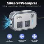 200W Car Power Inverter, FOVAL 12V DC to 110V AC Car Inverte with 4 USB Ports Car Outlet Adapter, Power Inverter for Vehicles, Car Plug Adapter Outlet for Laptop Computer Charger (Gray)