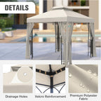 COOS BAY 8x8 Outdoor Patio Gazebo with Netting and Corner Shelves, Two-Tier Soft Top Canopy for Backyard, Lawn, Deck and Garden, Beige