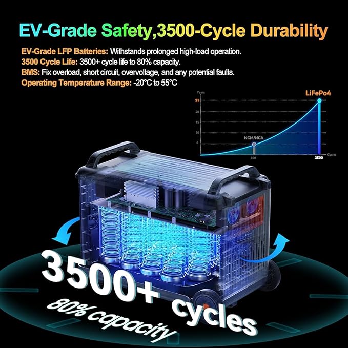 OSCAL 6000W 3.6KWH Solar Generator with 1x400W Solar Panel,120V/240V Dual Voltage Promax6000 Portable Power Station, Lifepo4 Battery 14 Outlets,2200W 1.96H Fast Charge,for Home Backup,RV.