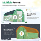 KING BIRD Premium 15x6.6x6.6FT Greenhouse for Outdoors, Large Walk-in Heavy Duty Galvanized Steel Frame, Mesh Door Screen Window Tunnel Hoop Garden Plant Winter Hot House, Side Screen Mesh, Green