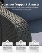 LayinSun 7 Piece Wicker Outdoor Furniture Set with 6-inch Comfy Cushions, High Back Patio Furniture Set with Rattan Armchairs and Fire Pit Table